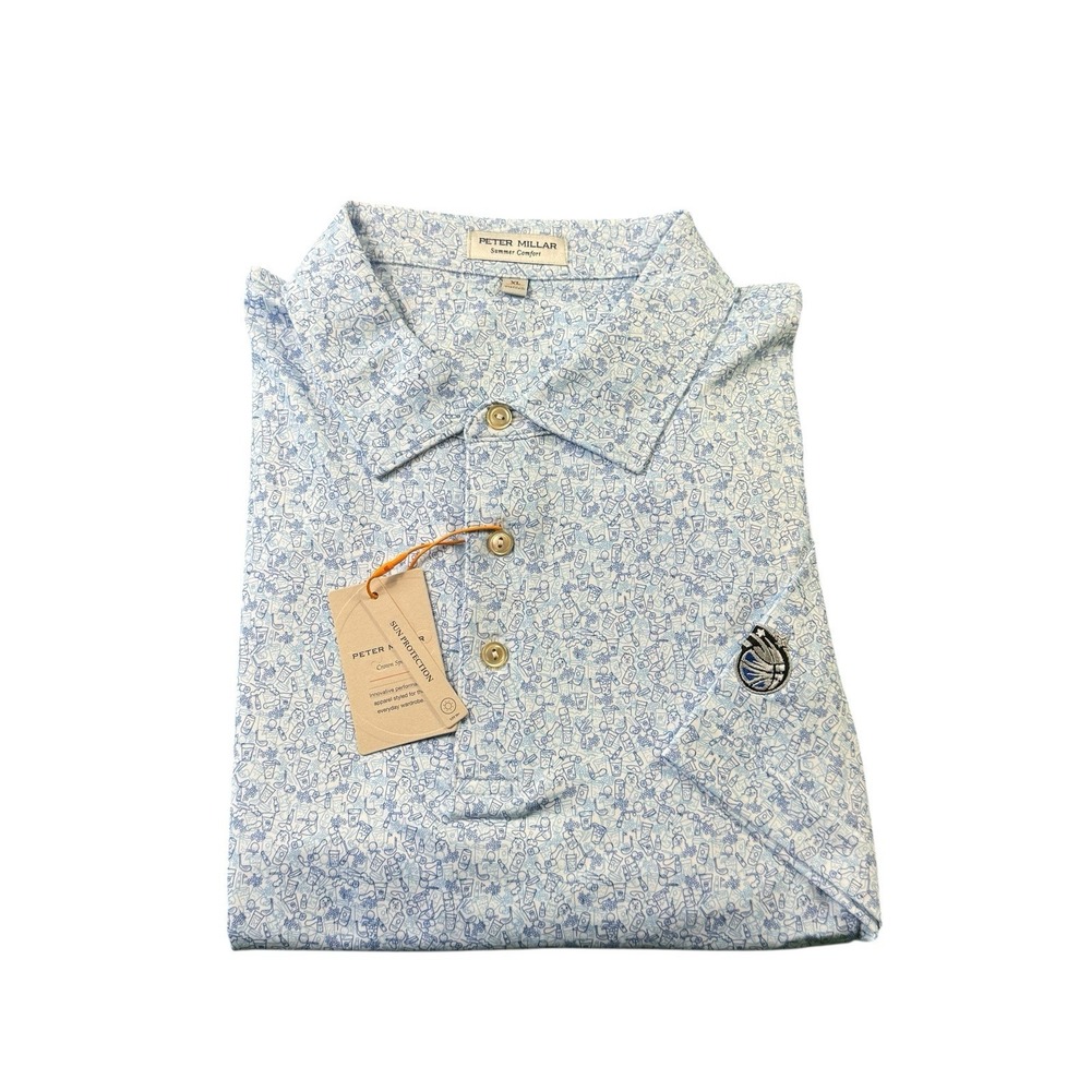 Peter Millar Orlando Magic Drinks AOP Performance Golf Polo Blue XL MS24EK21S